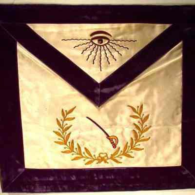 Apron: Grand Lodge Officer, Grand Tyler. Purple and white