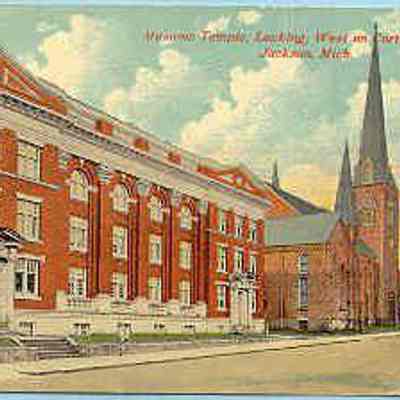 Postcard: Masonic Temple, Jackson, Michigan. Postmarked April 14, 1913