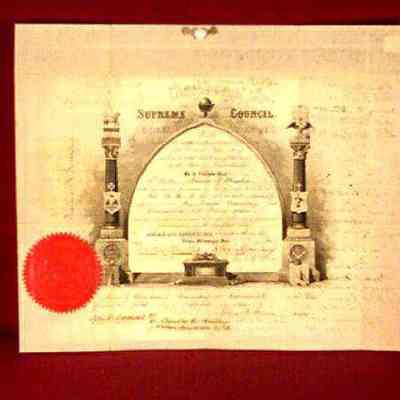 Certificate: Scottish Rite certificate of James A. Hughes, dated on back, October 21, 1920