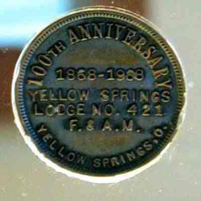 Coin: 100th Anniversary, Yellow Springs Lodge #421 F. & A. M., 1868-1968
