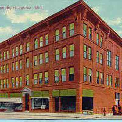 Postcard: Masonic Temple, Houghton, Michigan. From a collection of photos of Masonic Temples, collector unknown