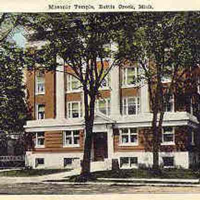 Postcard: Masonic Temple, Battlecreek, Michigan. Froma collection of photos of Msonic Temples, collector unknown