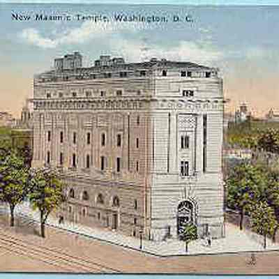 Postcard: Masonic Temple, Washington, D.C. Postmarked September 21, 1916. From a collection of photos of Masonic Temples, collecto unknown