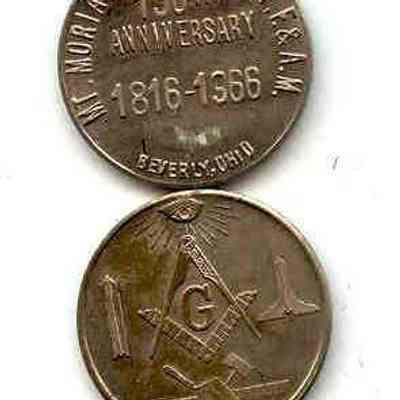 Coin: Pocket coin 150th Anniversary Mt. Moriah Lodge #37, F. & A., M., Beverly, Ohio 1816-1966