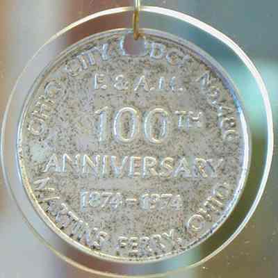 Coin: 100th Anniversary celebration of Ohio City Lodge #486, Martins Ferry, OHio. Dated 1974. Sterling silver