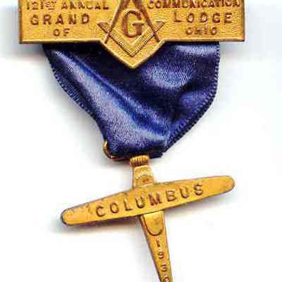 Pin: 121st Annual Communication of the Grand Lodge of Ohio dated 1930