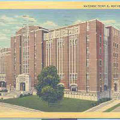 Postcard: Masonic Temple, Rochester, New York. Postmarked June 11, 1941
