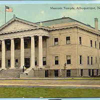 Postcard: Masonic Temple, Alberquerque, New Mexico. From a collection of photos of Masonic Temples, collector unknown