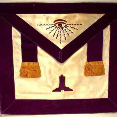 Apron: Grand Lodge Officer, Senior Grand Warden. Purple and white