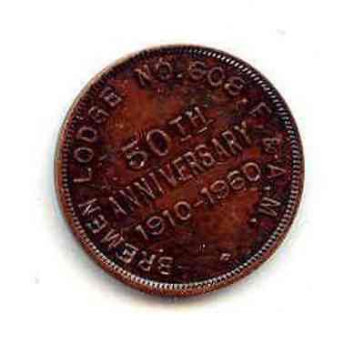 Coin - 50th Anniversary Bremem Lodge #608 F. & A. M.