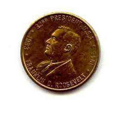 Coin/Medal: Franklin Roosevelt. Brass 1 1/2" dia,