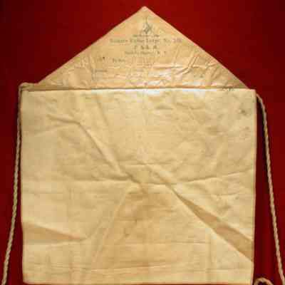 Apron: White leather apron from Sackets Harbor Lodge #135, Sackets Harbor, N.Y.