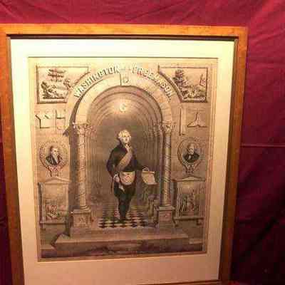 Print: George washintgon. 30 3/8" x 25 1/4" framed. According to Act of Congress (1857)