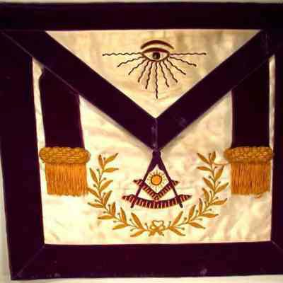 Apron: Grand Lodge Officer, Grand Master. Purple and white