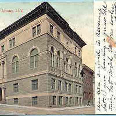 Postcard: Masonic Temple, Albany, New York. Postmarked August 12, 1907. From a collection of photos of Masonic Temples, collector unknown