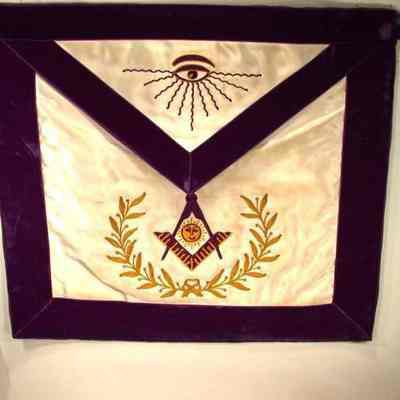 Apron: Grand Lodge Officer, Senior Grand Deacon. Purple and white