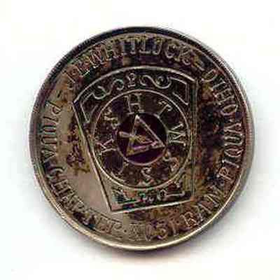 Coin: Pocket coin belonging to J. E. Whitlock, Piqua Chapter R.A.M.