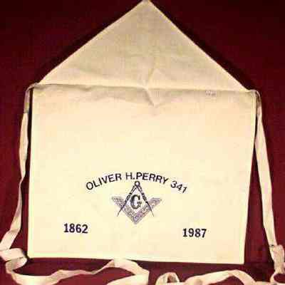 Apron: Cloth apron from Oliver H. Perry Lodge #341, dated 1862-1987