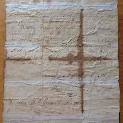 Diploma: Handwritten diploma from Middleburg Lodge No. 34 for Bro. Timothy Dake, June 2, 1818. (Lodge was extinct from 1818 to 1829). Document has been gluded to another piece of paper. 12 1/2" x 7 1/2"