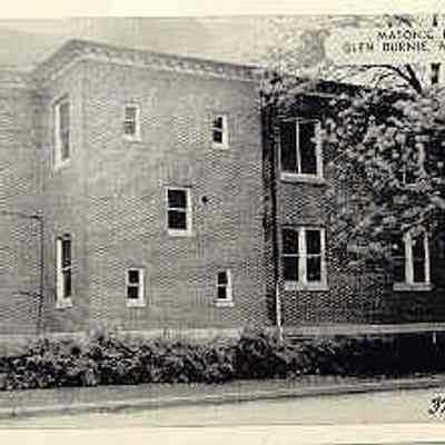 Postcard: Masonic Temple, Glen Burnie, Maryland. From a collection of photos of Masonic Temples, collector unknown