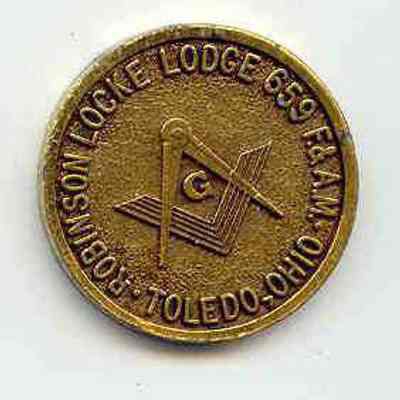 Coin: Pocket coin Robeinson Lodge #59, Toledo, Ohio.. Fifty year celebration, dated 1920-1970
