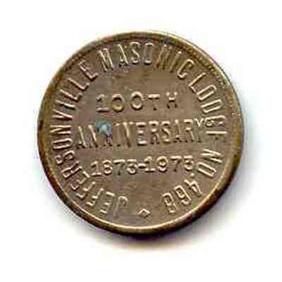 Coin: 100th Anniversary Jeffersonville Lodge #498, dated 1873-1973