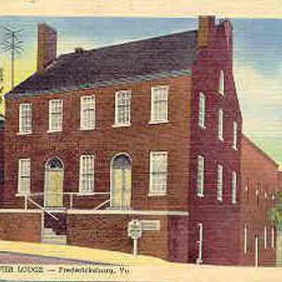 Postcard: Masonic Temple, Fredericksburg, Virginia. Postmarked July 22, 1959