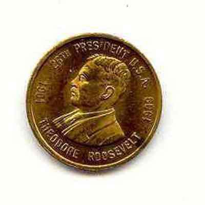 Coin/Medal: Theodore Roosevelt. Brass 1 1/2" dia
