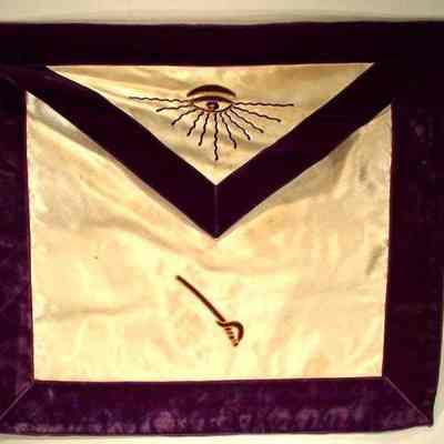 Apron: Grand Lodge Officer, Grand Tyler. Purple and white