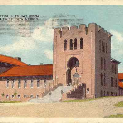 Postcard: Scottish Rite Cathedral, Santa Fe, New Mexico. Postmarked July 25, 1917
