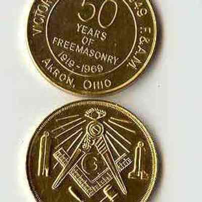 Coin: 50th Anniversary of Masonry, Victory Lodge #649, Akron, Ohio, dated 1919-1969