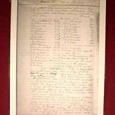 Minutes: Copyof Minutes fromMarion Lodge #70 showing the reading of petition of Warren G. Harding to recieve the Entered Apprentise Degree. Dated March 1, 1901. Laminated.