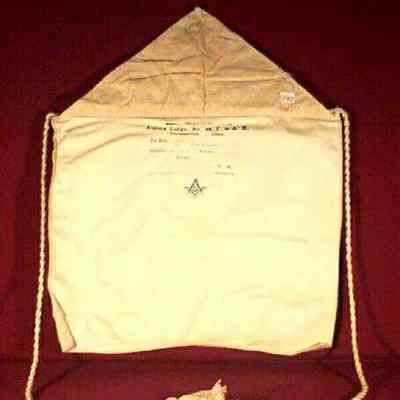 Apron: White lambskin, 12 1/2" x 14 1/2". Aurora Lodge #48 F. & A. M. Portsmouth, Ohio under flap