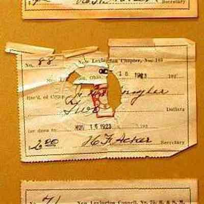 Card: Dues cards. Set of cards from New Lexington Lodge #250 belonging to J. H. Klinger, dated October 16, 1923