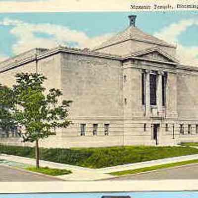 Postcard: Masonic Temple, Bloomington, Indiana. From a collection of photos of Masonic Temples, collector unknown