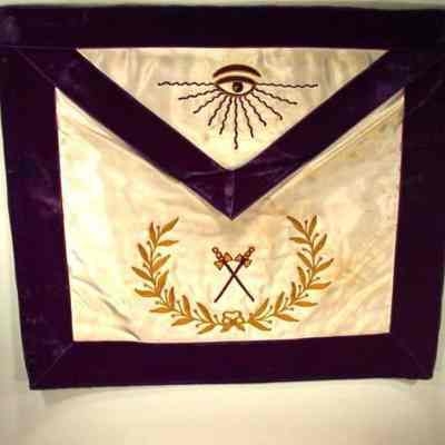 Apron: Grand Lodge Officer, Grand Marshall. Purple and white