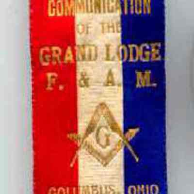 Ribbon: Commemorating the 109th Annual Communication of the Grand Lodge of Ohio, dated October 23-24, 1918