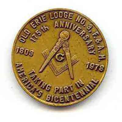 Coin: 175th Anniversary Old Erie Lodge #3, dated 1802-1978