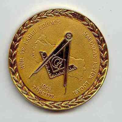 Medal, Commemorative: From Turkey, Masonic emblem. Gold