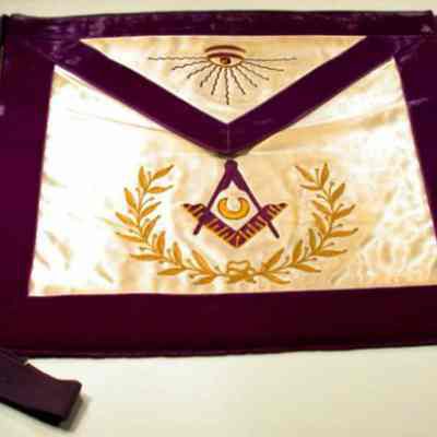 Apron: Grand Lodge Officer, Senior Grand Deacon. Purple and white
