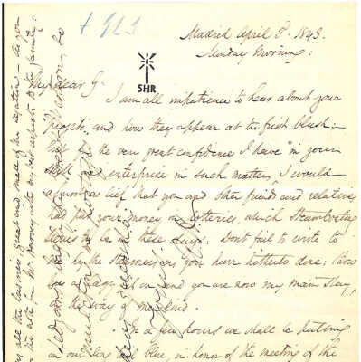 Letter from Alexander Hamilton III to George Lee Schuyler