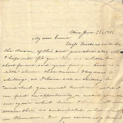 LETTER TO EMMA NICHOLAS (MALONEY) FROM ELIZA STORRS