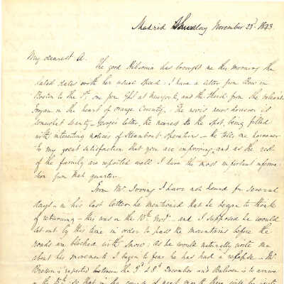 Letter from Alexander Hamilton III to Angelica Hamilton