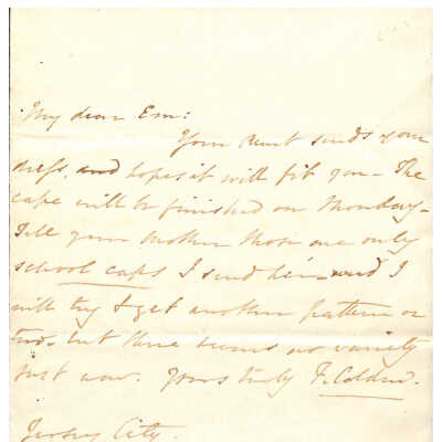 LETTER TO EMMA NICHOLAS (MALONEY) FROM FRANCES COLDEN