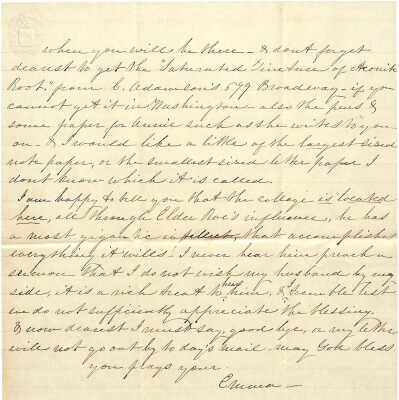 LETTER MOST LIKELY WRITTEN BY EMMA NICHOLAS (MALONEY) TO RICHARD S. MALONEY