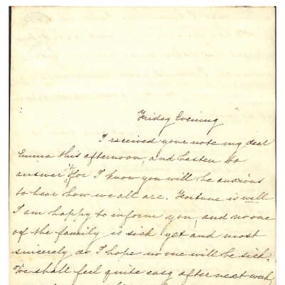 LETTER TO EMMA NICHOLAS (MALONEY) FROM ELIZA STORRS