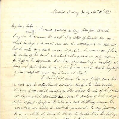 Letter from Alexander Hamilton III to James Alexander Hamilton