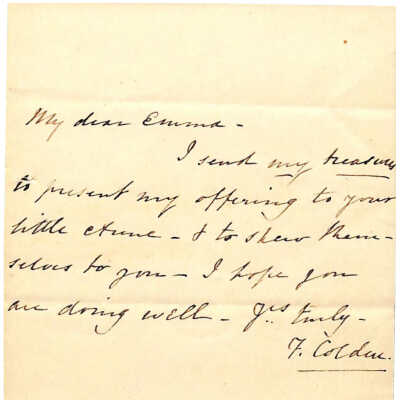 LETTER TO EMMA NICHOLAS MALONEY FROM F(RANCES) COLDEN