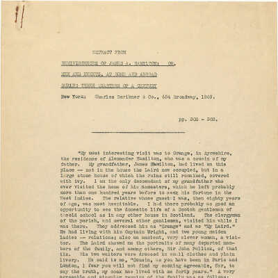 Extract from "Reminiscences of James A. Hamilton"