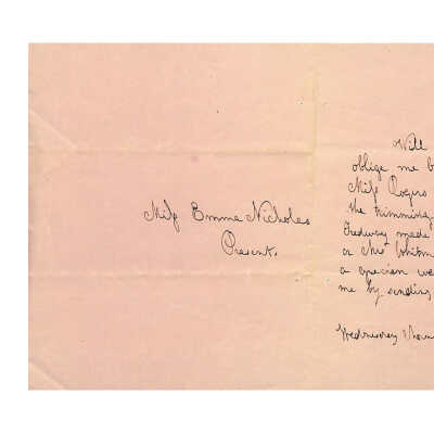 LETTER TO EMMA NICHOLAS (MALONEY) FROM E. M. EATON